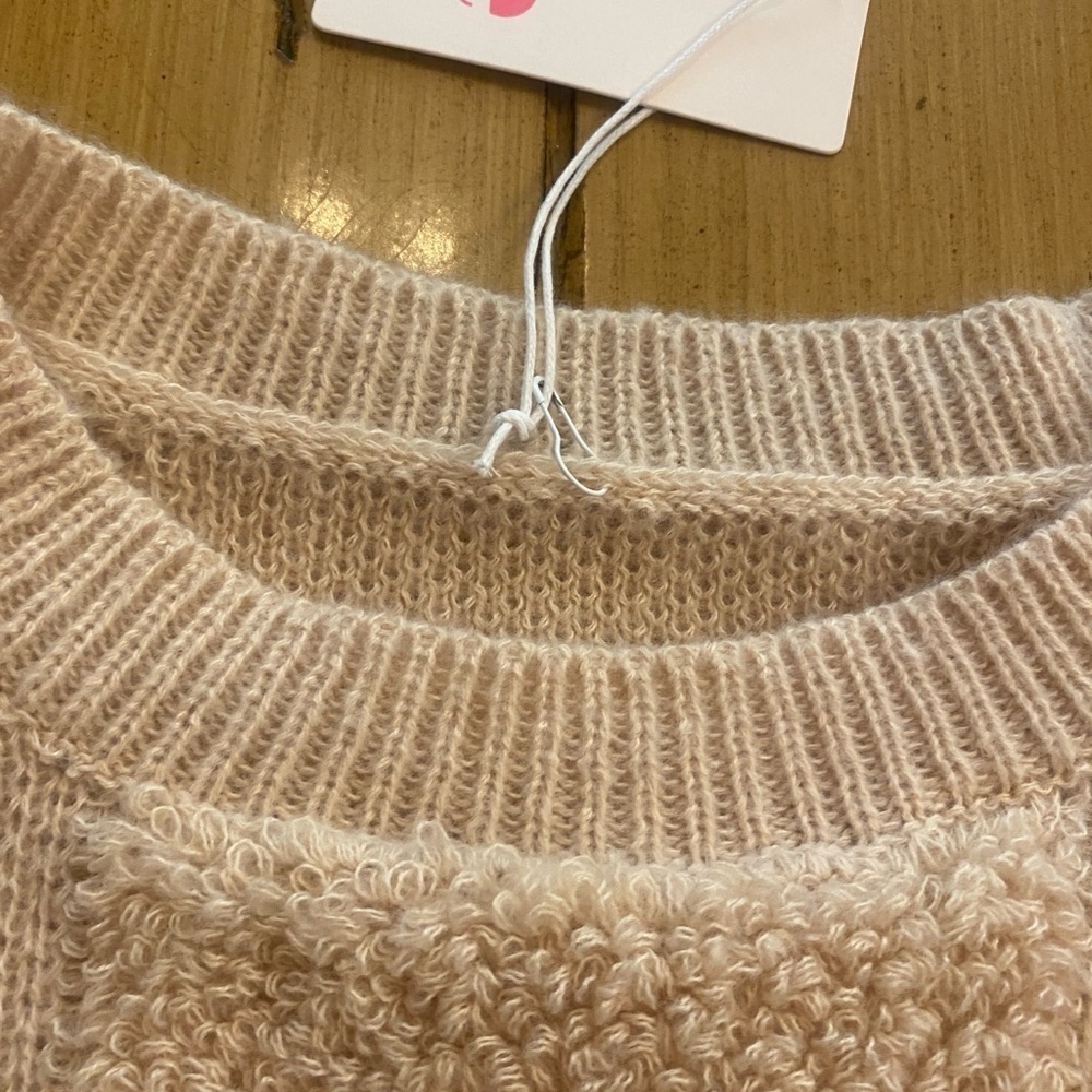 Women’s Cream Tan Checkered Textured Thick Sweater Pattern Winter New M-L - Picture 8 of 12